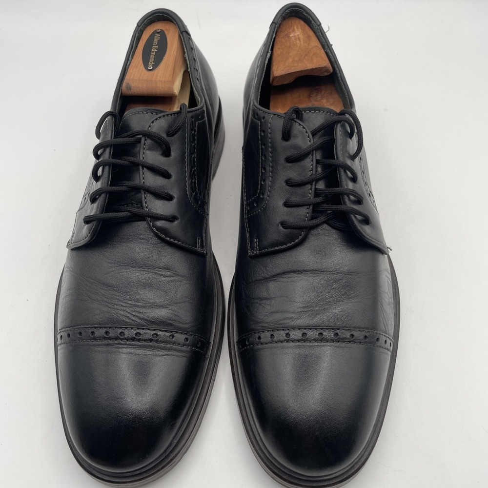 Johnston & Murphy Black Leather Cap Toe Oxford Men's 12 Dress Shoes